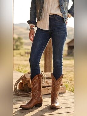Authentic Leather Western Cowboy Boots Brown